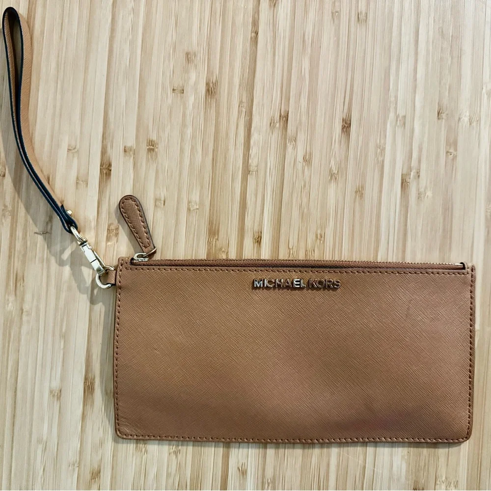 Michael Kors Cognac Leather Wristlet Wallet
